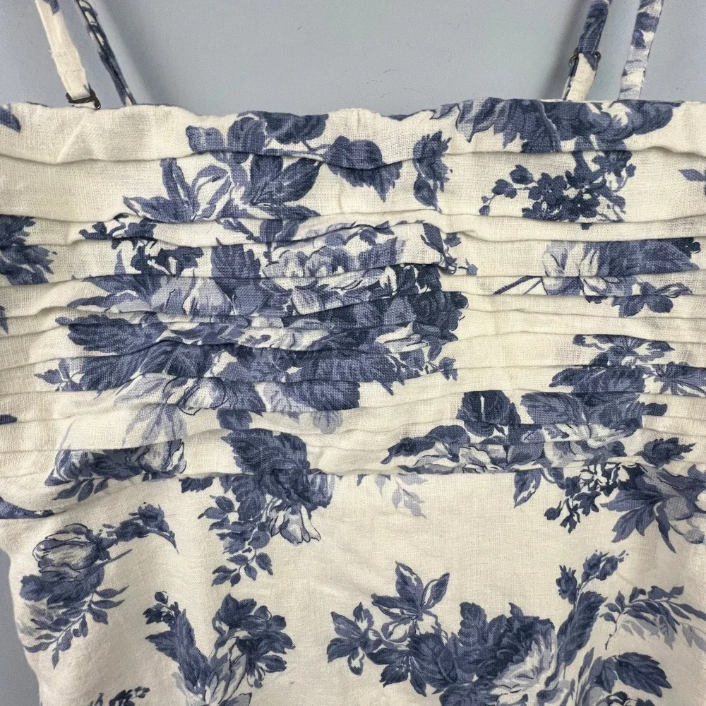 Abercrombie & Fitch Linen Cotton Floral Strapless Maxi Dress SZ MT Tropical Vaca